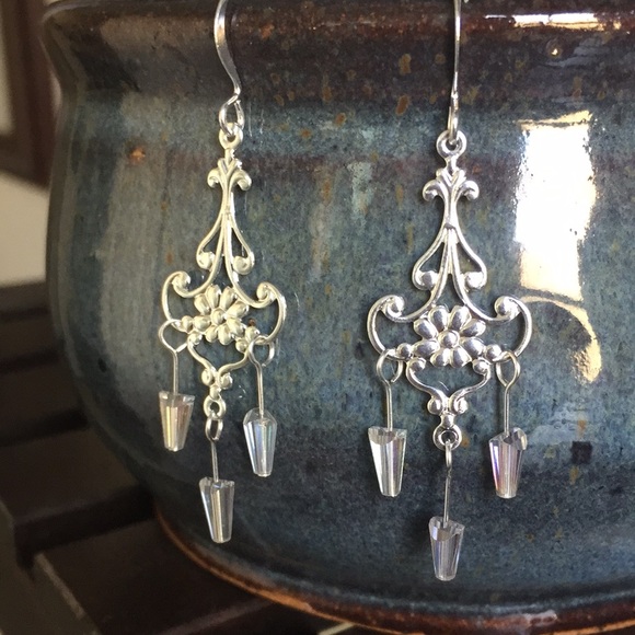 Whimsical Turtle Jewelry - ❌SOLD❌🐢Clear Swarovski Crystal Chandelier Earring